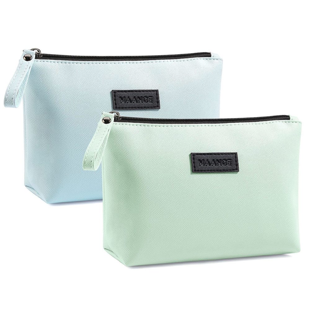 Cosmetic Bags For Women 2 Pcs Small Makeup Bag With Zipper Pu Leather Makeup🥳